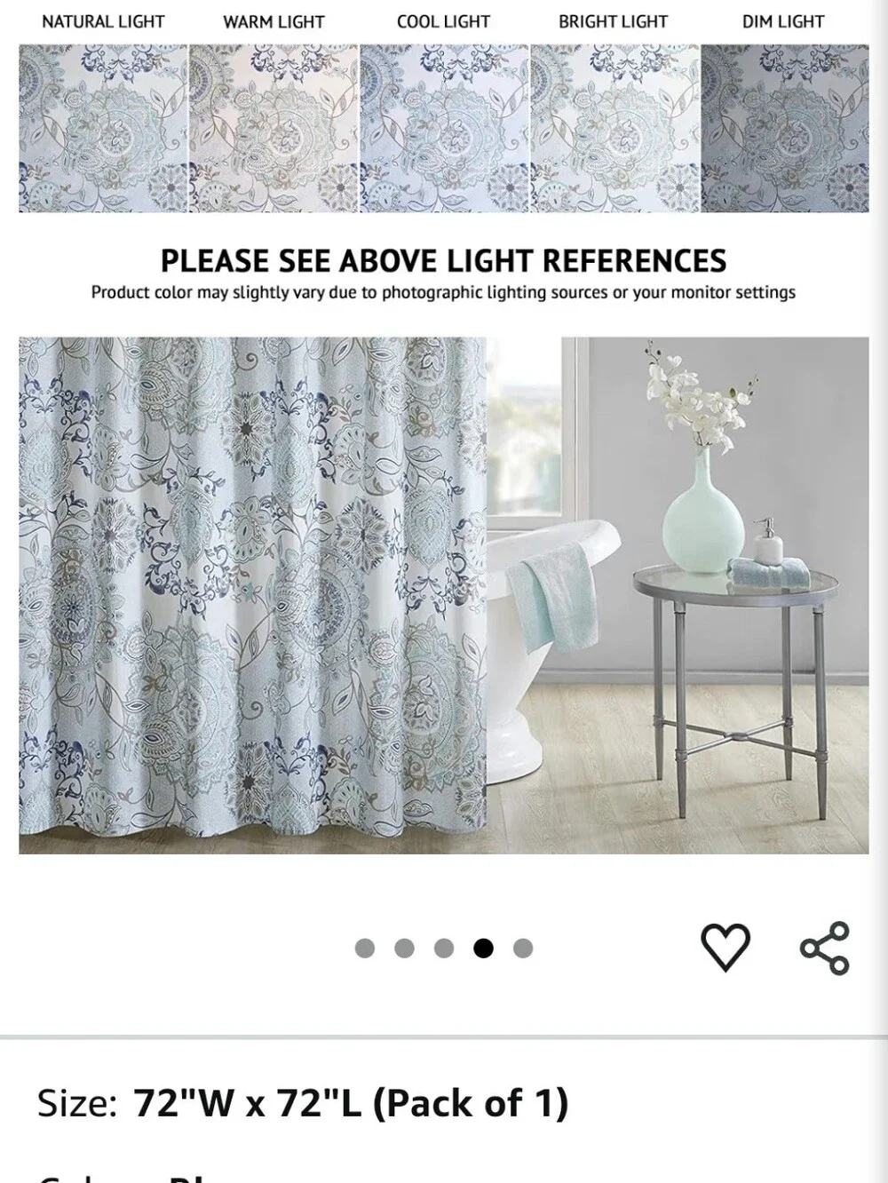 Floral Medallion Blue Shower Curtain - Home Bath